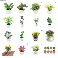 New 1:12 Dollhouse Miniature Mini Tree Potted For Green Plant In Pot Doll House Furniture Home Decor Simulation Potted Plants