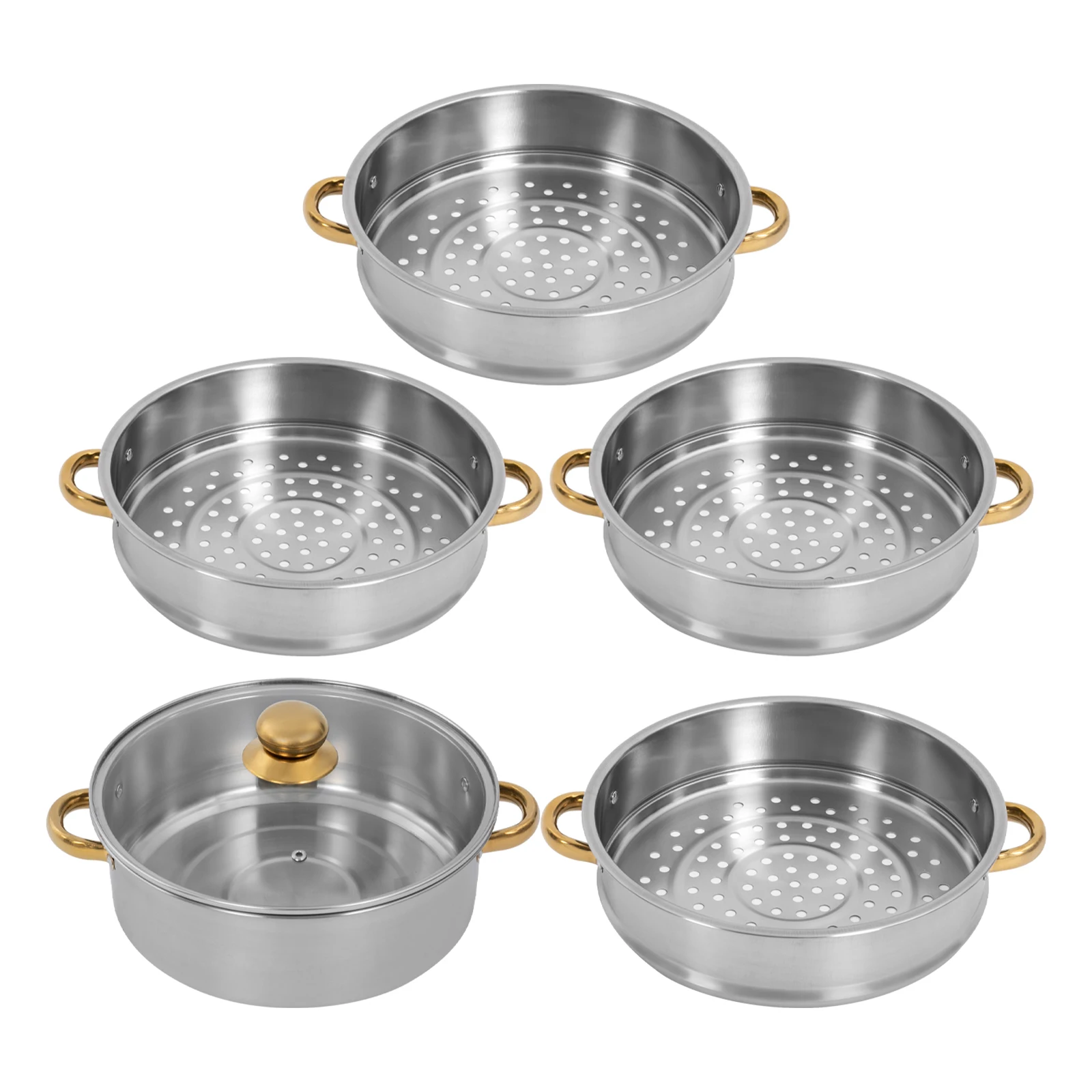 5-lagiger Edelstahl-Dampfgarer, 28 cm, Dampfgarer, Kochtopf, Edelstahl-Dampfgarer, zum Dämpfen von Reis, Kochen von Gemüse usw – Detail 4