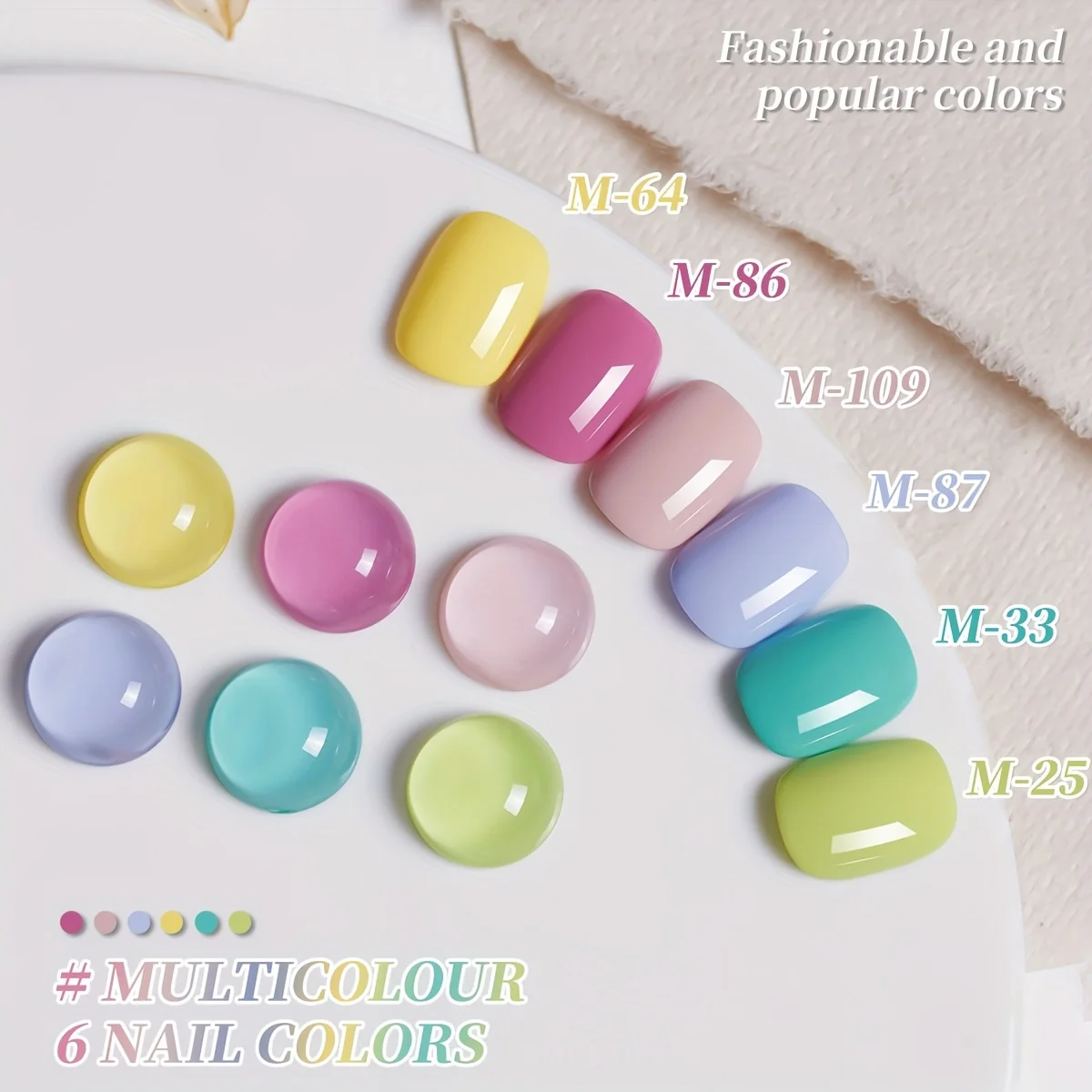 Vibrant Gel Nail Polish Set with High-Gloss Finish - 6-Piece Collection