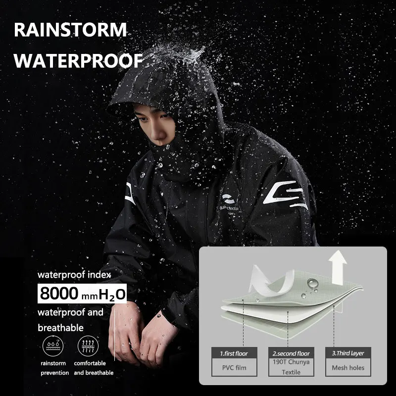 Raincoat and Rainpants Suit Full Body Rainstorm Prevention Electric Bicycle Motorcycle Takeaway Riding Reflective Split Raincoat