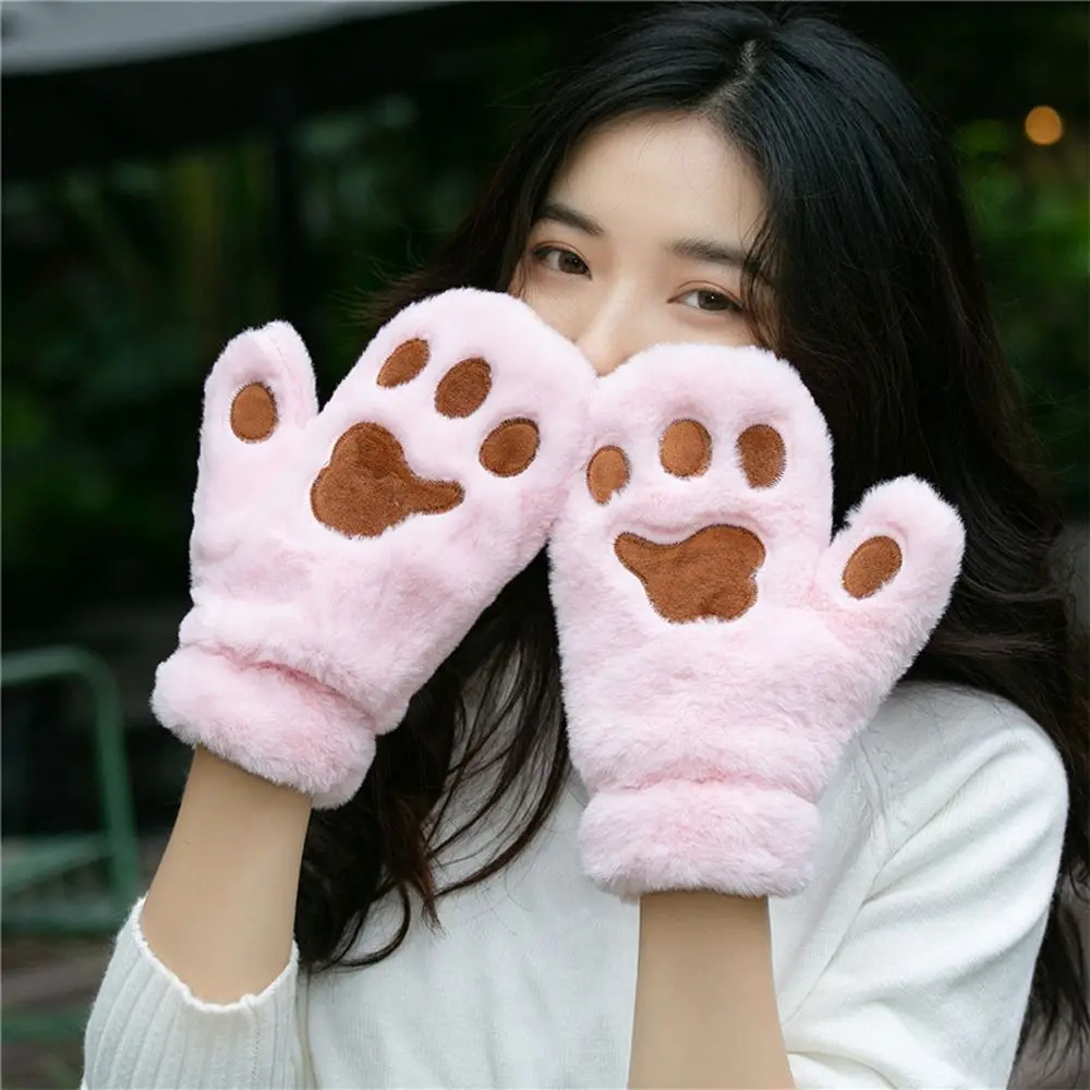 

Outdoor Warm Windproof Bear Claw Fluffy Full Finger Winter Paw Mittens Plush Anime Cosplay Gloves Cat Claw Gloves