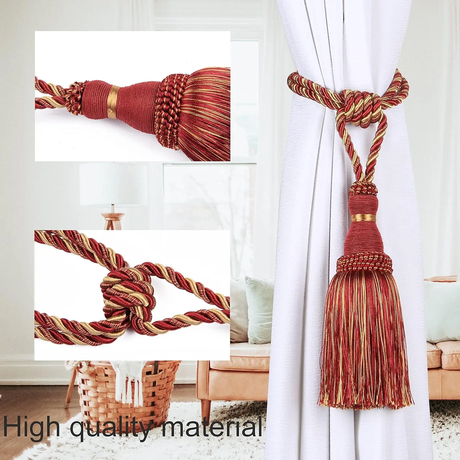 1PC Polyester Tassel Tiebacks Curtain Holder Handmade Tassel For Decoration Rope Curtain Hanging Balls for Livingroom Accessori