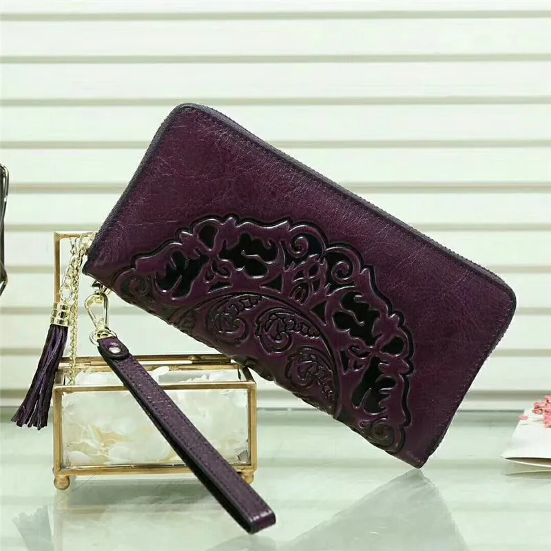 100% echtes Leder Brieftasche Frauen 2026 Neue Damen Erste Schicht Rindsleder Geldbörse Lange Große Kapazität Zipper Clutch Tasche für Weibliche – Detail 5