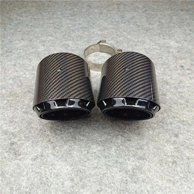 Genuine Quality Uniersal One Piece Three Layers Carbon Exhaust Tips Glossy Black For Tuning Muffler Nozzles End Pipe
