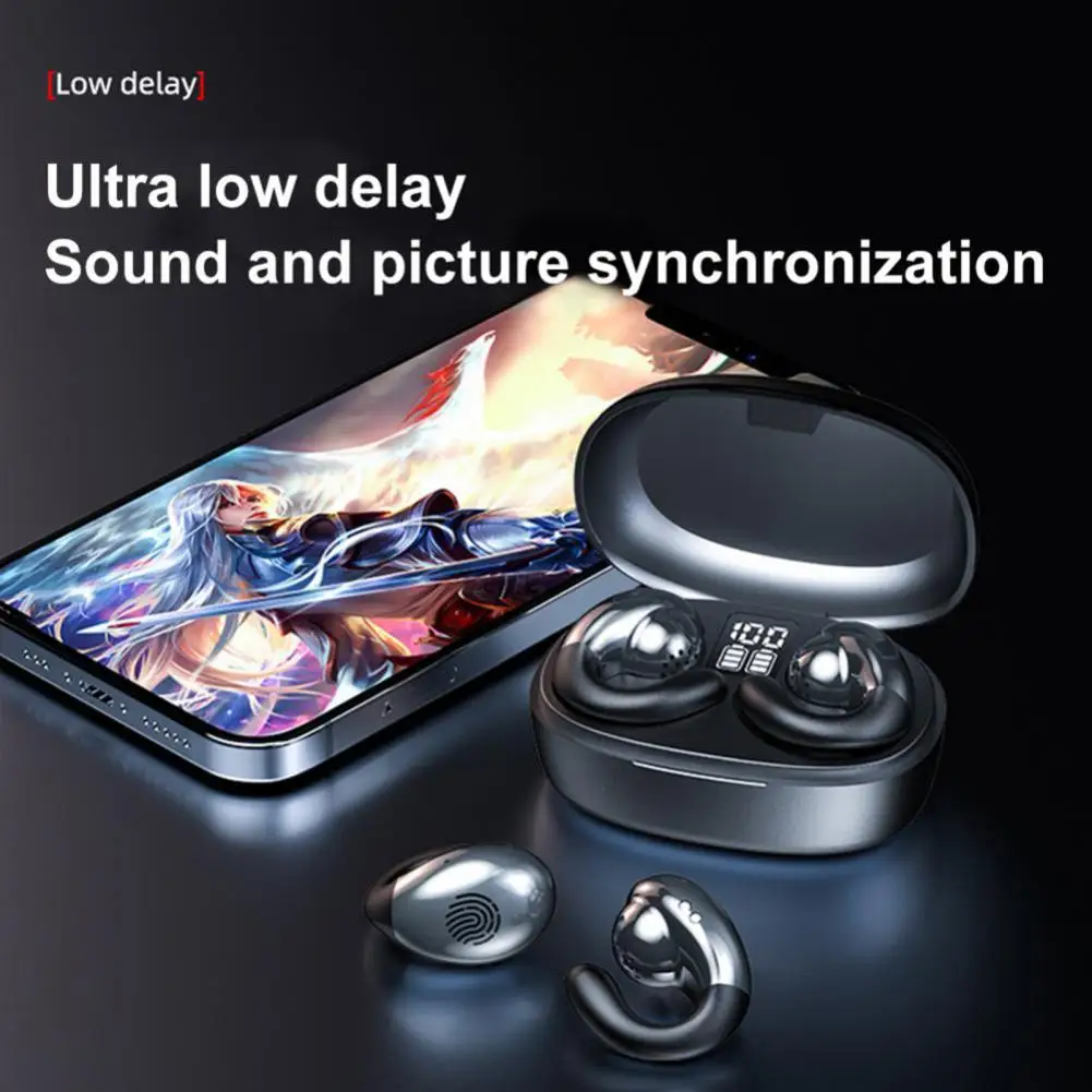 

1 Set Portable LED High-definition Digital Display Earphones Wireless Headphones Touch Control Game Playing