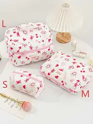 Chic Quilted Cotton Cosmetic Organizer - Portable Zipper Handbag - M (Love Graffiti-)