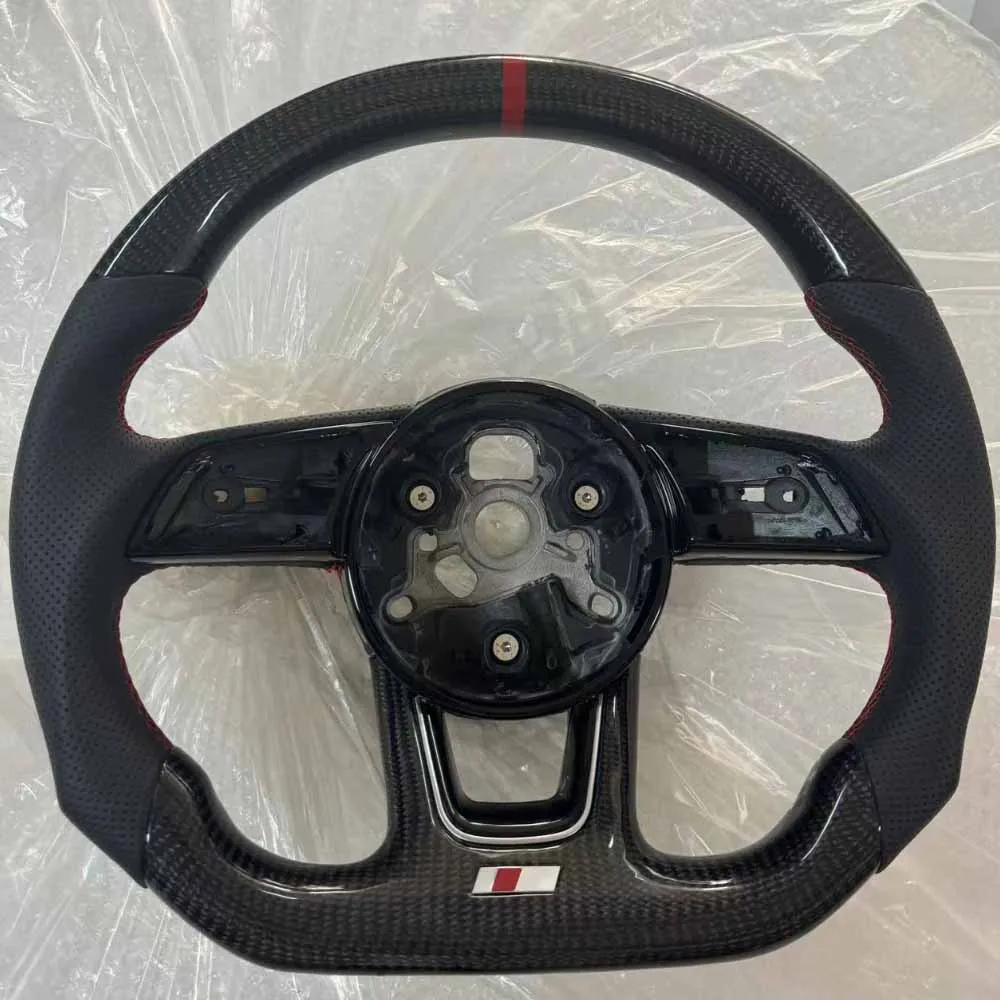 

Для Audi A3 A4 A5 S3 S4 S5 2017-2022 полуперфорированное углеродное волокно с плоским дном спортивные аксессуары для рулевого колеса