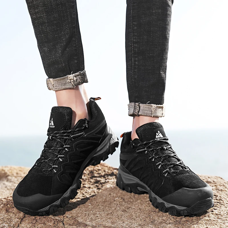 HIKEUP Hohe Qualität Leder Wanderschuhe Langlebig Outdoor Sport Männer Trekking Leder Schuhe Lace-Up Klettern Jagd Turnschuhe – Detail 34