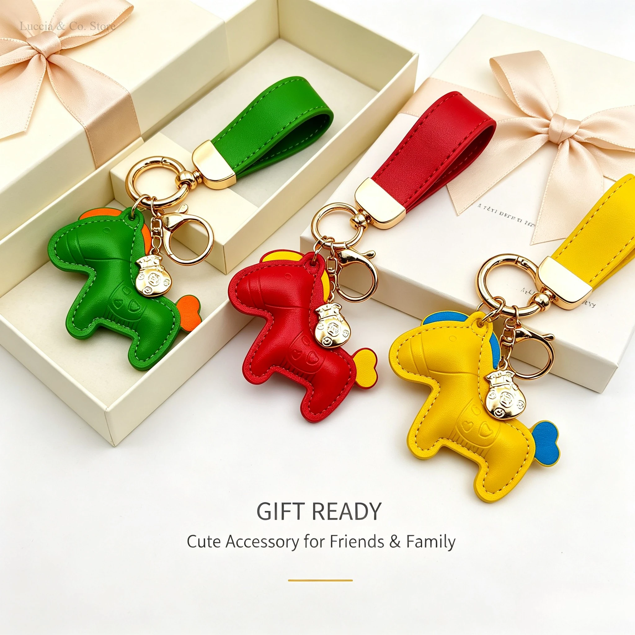 Elegant Leather Cartoon Pony Keychain Pendant, Mini Horse Bag Charm and Stylish Holiday Gift
