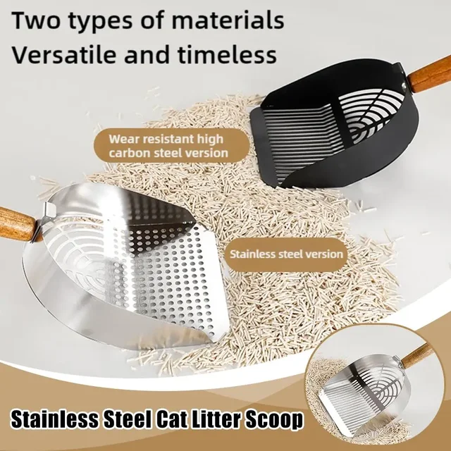 Steel Cat Litter Scoop Long Handle Pet Waste Shovel Cleaning Tool for Tofu Sand Litter Box Cats Supplies 4