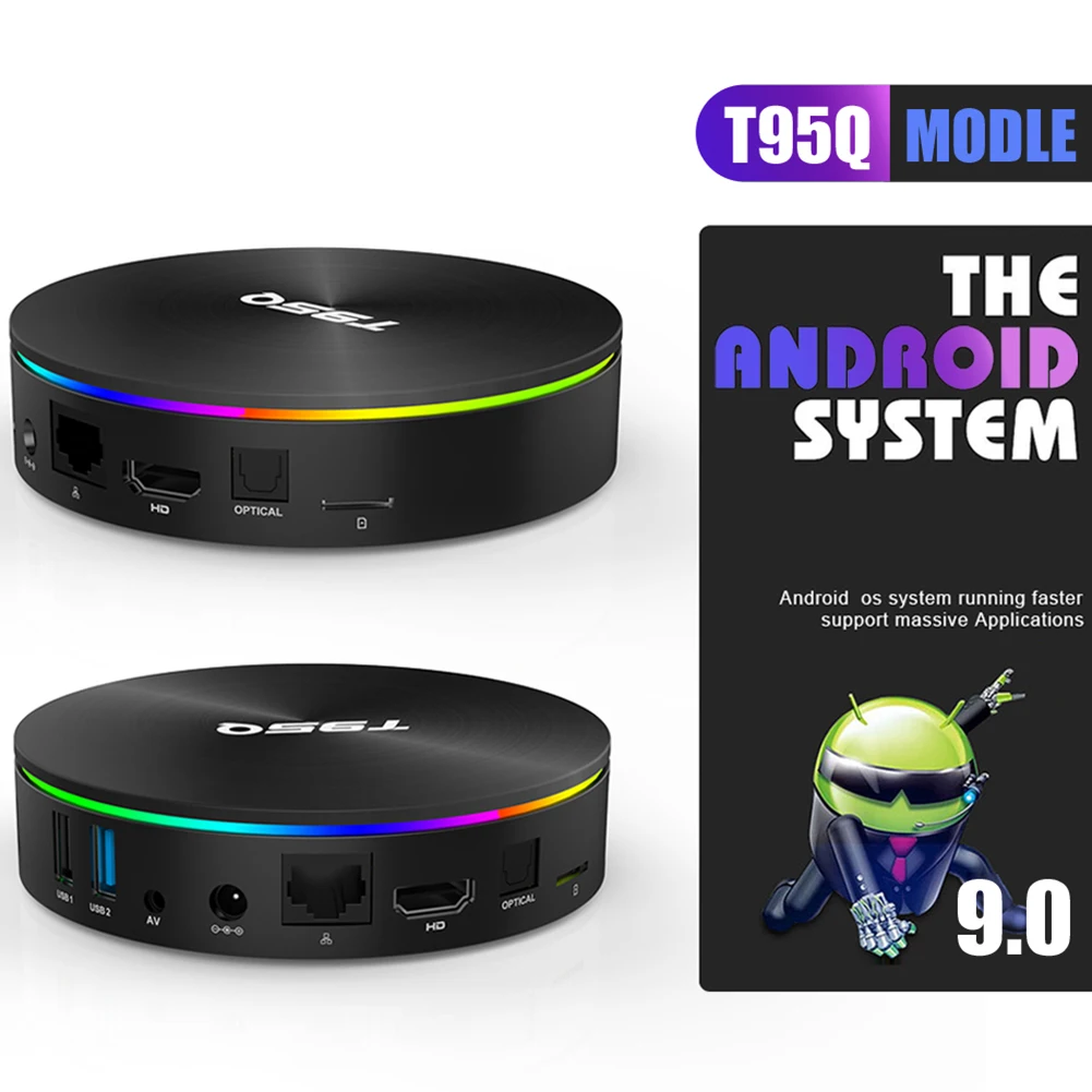 T95Q Smart Tv Box 2G 4G Android 9 Tv Box 16G/32G/64G Potente Lettore Medias Tv Box Per Home Tv Game Set Top Box