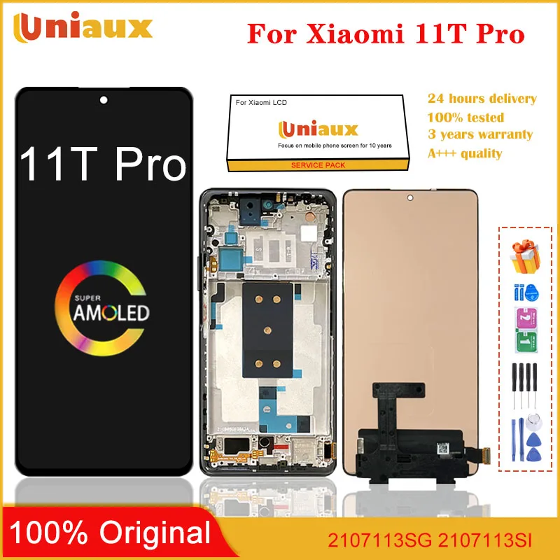 

Оригинальный ЖК-дисплей 6,67 дюймов Xiaomi 11T Mi11T, сенсорный дигитайзер для Xiaomi 11T Pro Mi 11T Pro 2107113SG, ЖК-экран с рамкой