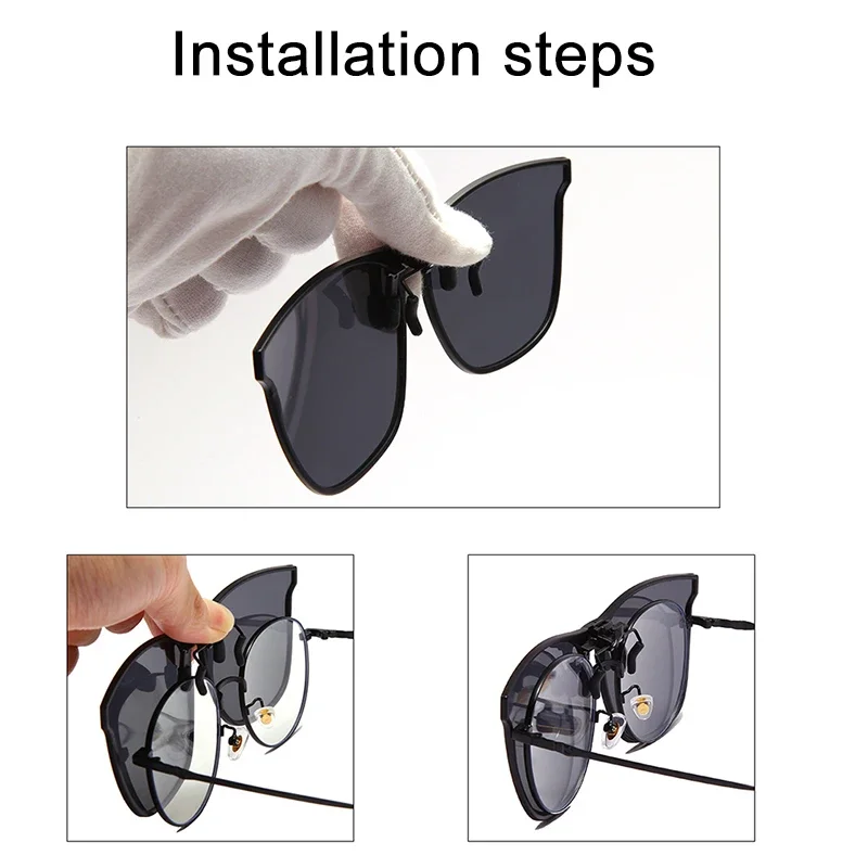 Polarized Clip On Sunglasses Men Women Photochromic Car Driver Goggles Night Vision Anti Glare Vintage Square Glasses