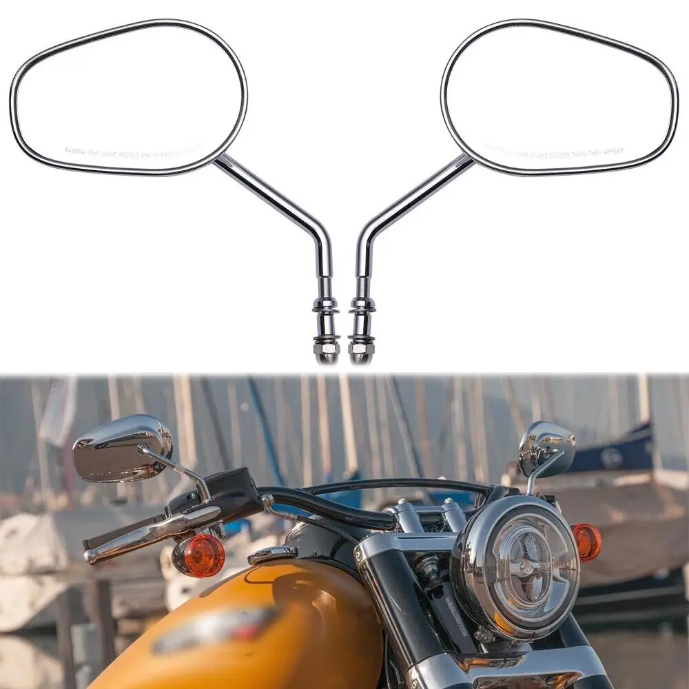 Espejos Retrovisores Negros Para Moto Cruiser | Compatibles Con Harley Davidson Street Glide, Dyna | Garantía 1 Año