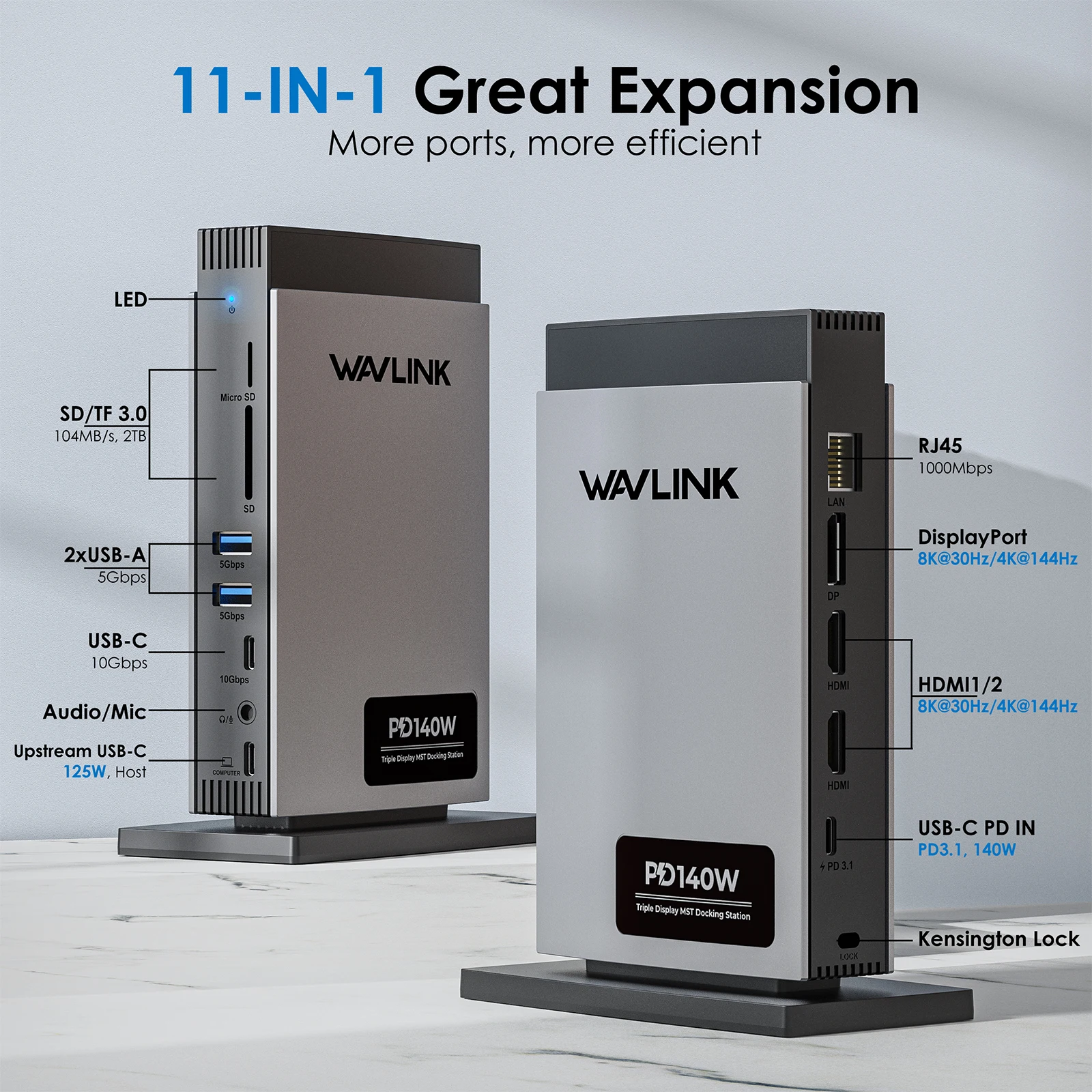 WAVLINK USB-C 4K トリプル ディスプレイ ドッキングステーション Amazon.co.jp: WAVLINK USB-C 4K ドッキングステーション 85W