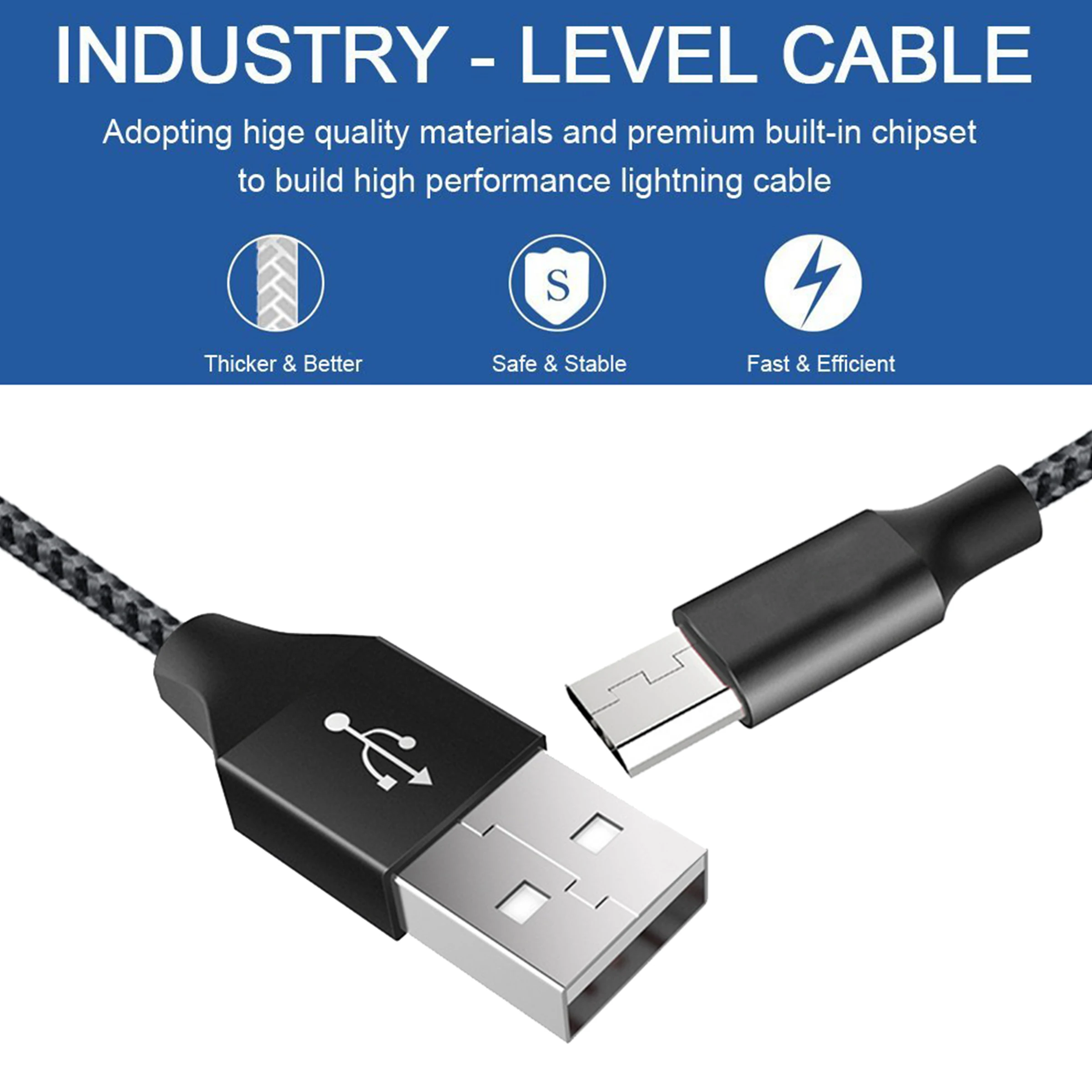 High-Speed Trapezoidal Port Micro USB Charging Cable - 1m