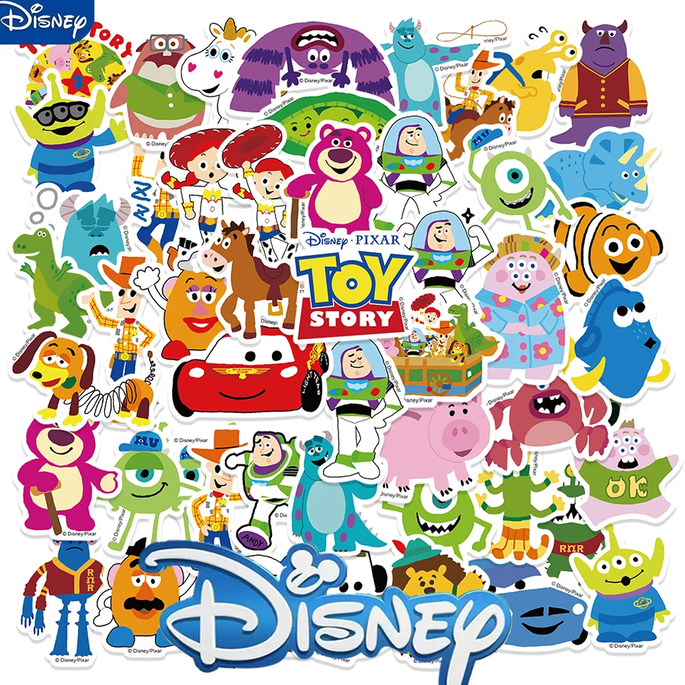 

50pcs Disney Cute Pixar Character Cartoon Stickers Aesthetic Water Bottle Fridge Cycle Laptop Car Anime Sticker Kid Gift Toys
