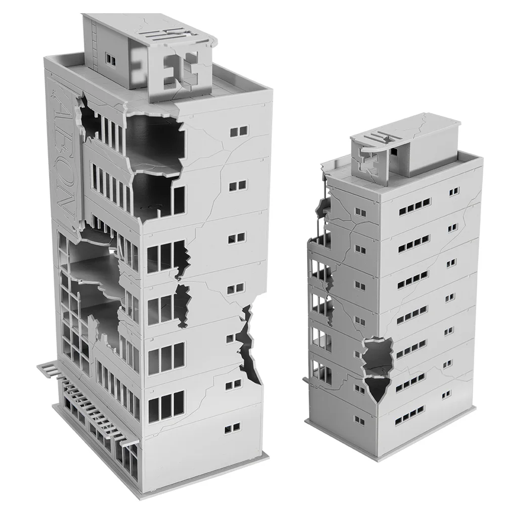 1:144 1:100 N Scale Battle Damaged AEON Building Destroyed House Battle Building ABS Plastic Model 6