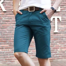 Summer 100% Cotton Solid Shorts Male High Quality Casual Business Social Bermuda Men Shorts Hombre Half Pants