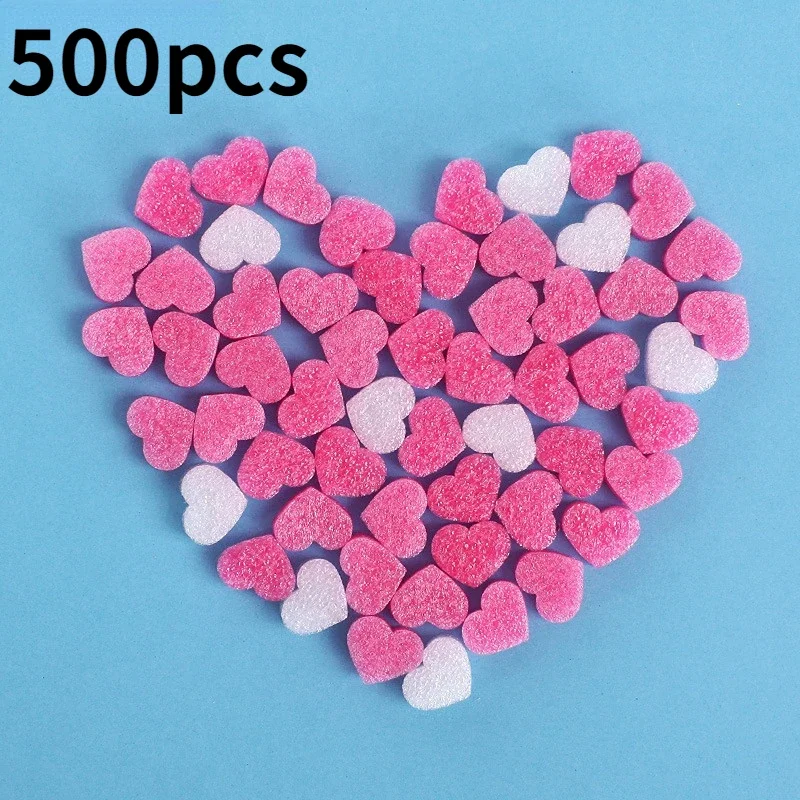 500 개/가방 화이트 핑크 하트 모양 거품 상자 필러 선물 상자 사랑 거품 DIY 결혼식 호의 선물 상자 포장 용품