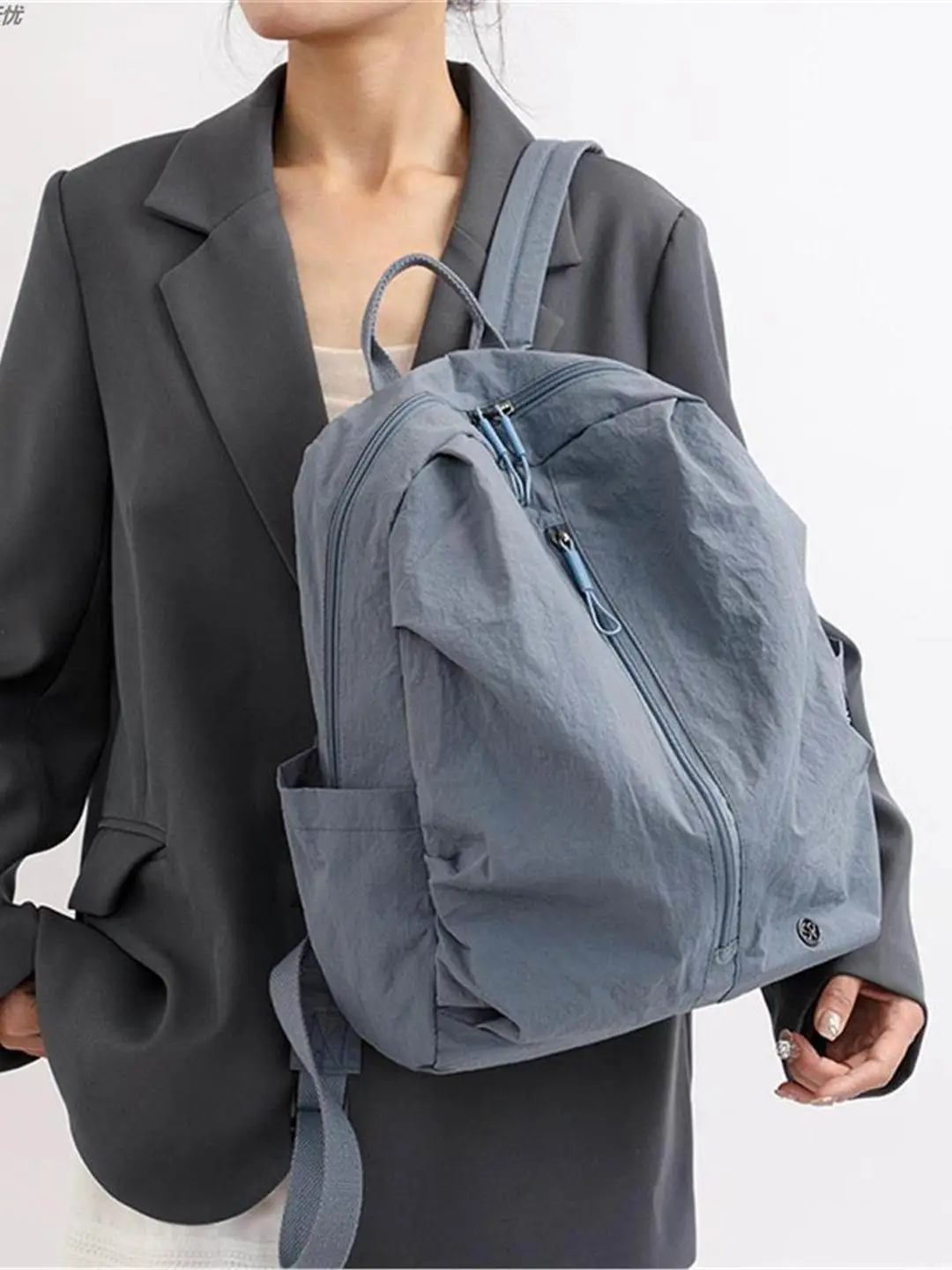 한국 스타일 심플 퓨어 컬러 대학 고등학교 책가방 가벼운 통근 백팩 컴퓨터 가..