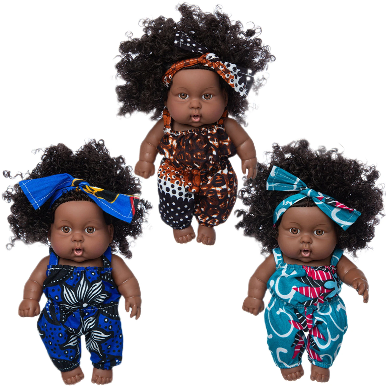 Juguete de bebé negro africano, ojos marrones realistas y piel negra suave  simulación de muñeca de dibujos animados lindo Mini niño niña niño regalo|  | - AliExpress