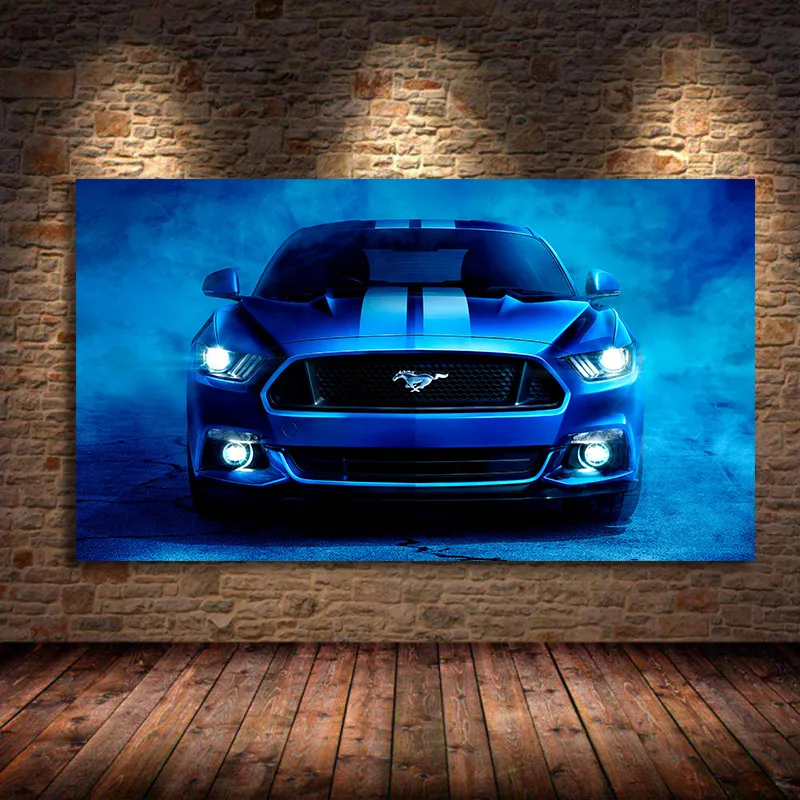 

Алмазная живопись Fords Mustang Supercar Blue, художественные картины, холст, современное искусство для спальни, украшение для дома