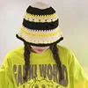 Women Crochet Bucket hat  Handmade  Summer Knit Hat Striped Beanie  Beach hat woman  designer luxury 2