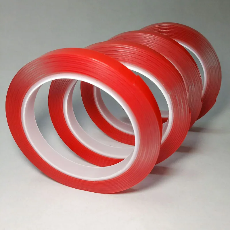 Ultra Thin Transparent Red Double-Sided Tape - Waterproof, High Temperature Resistant, Strong Adhesion, No Marks, 2-Pack
