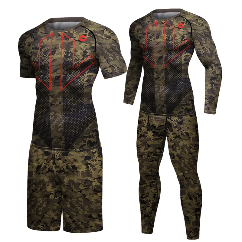 Compressão boxe jerseys mma bjj rashguard t camisas + leggings rash