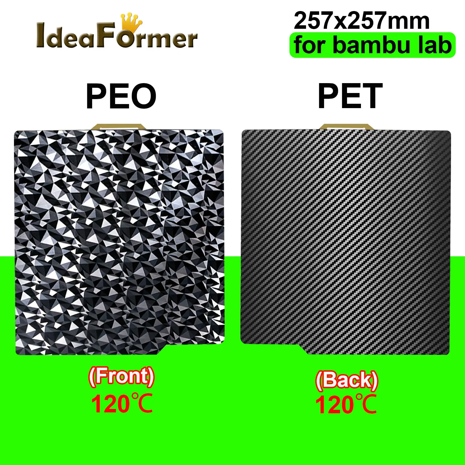

Двухсторонние пластины PEO PET для Bambu Lab X1 P1P, стальной лист с магнитной пружиной, ПЭТ, карбоновая пластина для обновленной кровати Bambulabs P1P X1C
