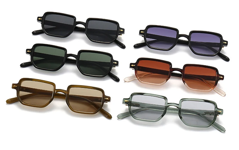 SHAUNA Ins Popular Fashion Rectangle Sunglasses Women Shades UV400 Retro Gradient Men Square Trending Rivets Sun Glasses_voghion.com