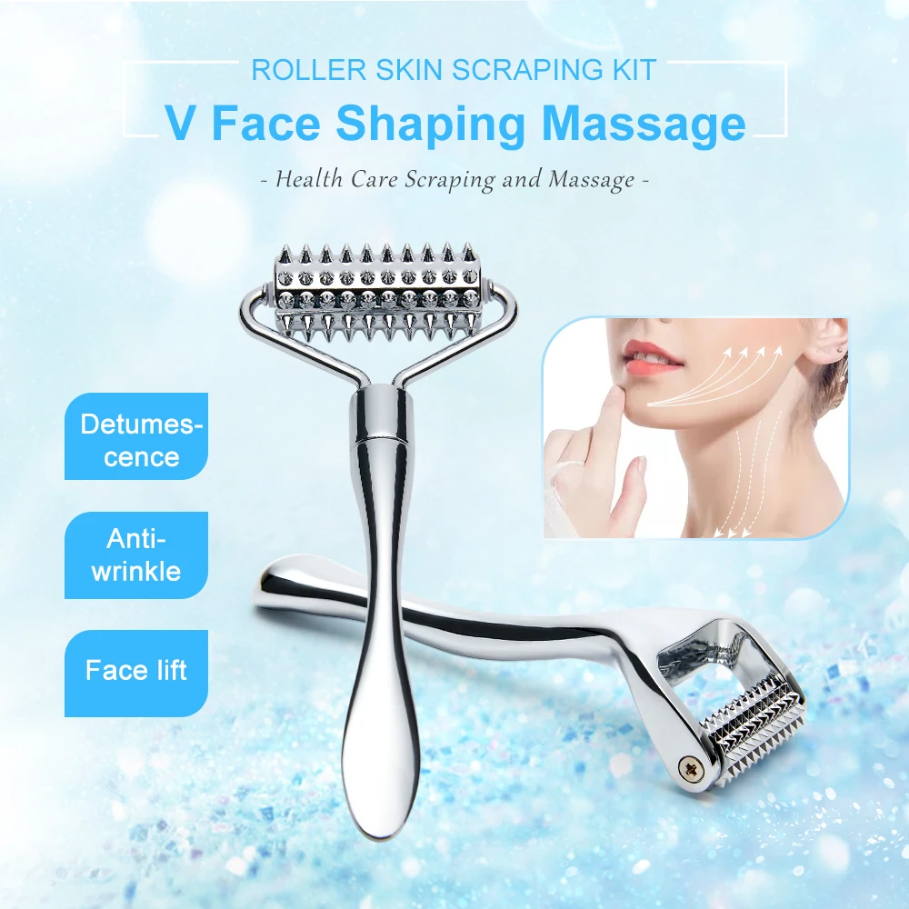 

Stainless Steel Facial Massage Roller Gua Sha Tool Set Massager for Face Body Beauty Slimming Anti Wrinkle Beauty SPA Care Tools
