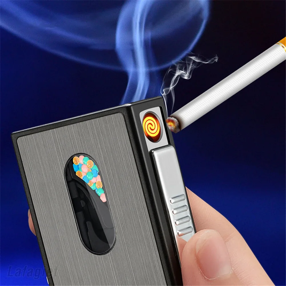 Étui de rangement pour tabac, porte-Cigarette en tungstène, allume-cigare  en métal, boîte avec allume-cigare électronique USB - AliExpress