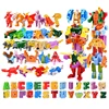 26 GUDI English Letter Learn A-Z Alphabet Transformation Robot Dinosaur Deformation Animal Action Figures  Building Block Toys 6