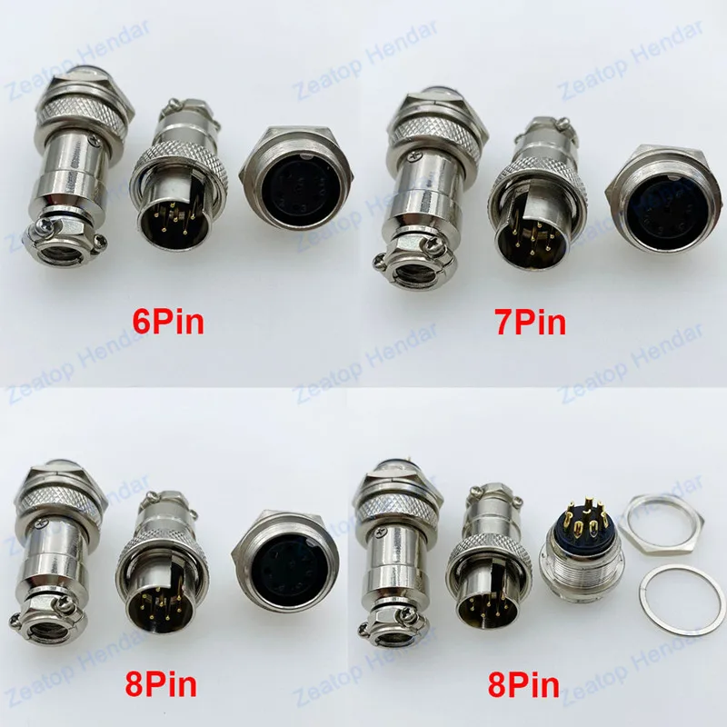 2Sets Air Plug Copper Goldplated Pins GX16 2 3 4 5 6 7 8 Pin