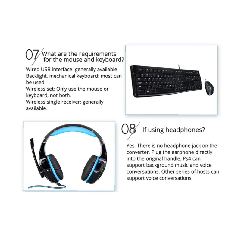 

Controller to Keyboard Mouse Adapter Gaming Accessories KX Conversion Box for NS-One Series PS4-PS3 Controller Converter