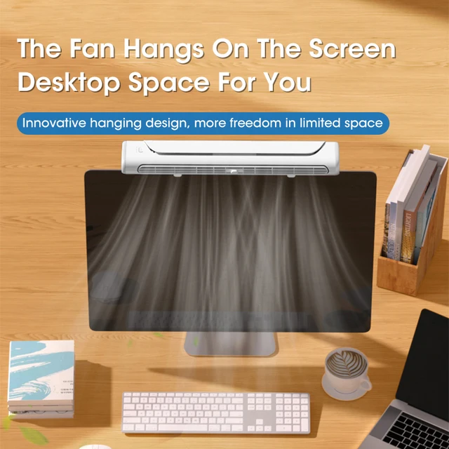 Hang Screen Fan USB Rechargeable Computer Screen Ventilador Desk Fan Electric Standing Table Desktop Cooler Bladeless Clip Tower 2