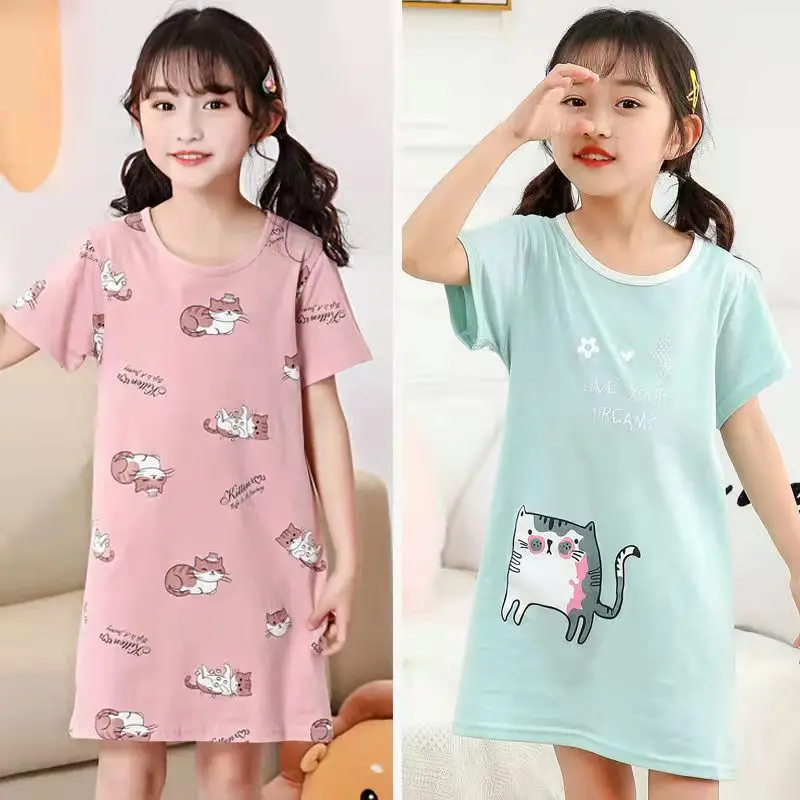 Kids Nightgowns Girls Nightgowns Girls Dress Unicorn Princess Summer Cotton Nightdress