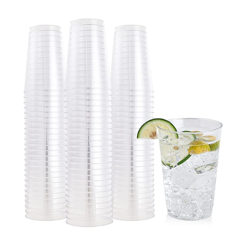 

100 Pack Clear Plastic Cups Heavy Duty Plastic Tumblers,Reusable Clear Hard Plastic Cups Tumblers For Wedding