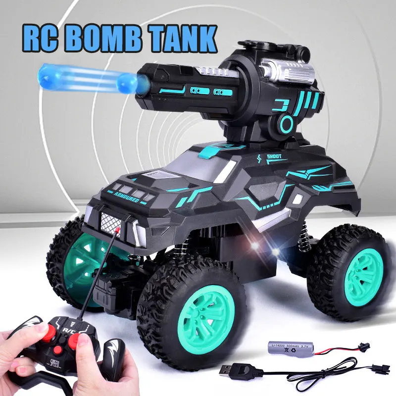 SULOBOM RC Tank Car, Shooting Water Bullets Remote Control Car, Kids Battle Stunt Car, Blow Bubble, Shoot Foam Darts, 360°Rotating, LEDs, Music, Toy Gifts for 6-15 Years Old Boys Girls