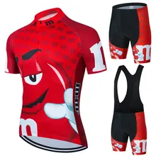  2022 Red Cartoon Team Short Sleeve Summer Men's Cycling Jersey Set Sport MTB Cycling Clothing Bicycle Road Riding Set Bib Shorts 