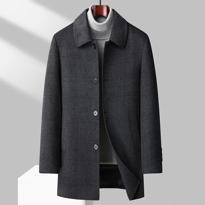 BATMO 2024 New Arrival Winter Top quality white duck down liner wool trench coat men,male thicked warm overcoat size M-4XL 9915 2