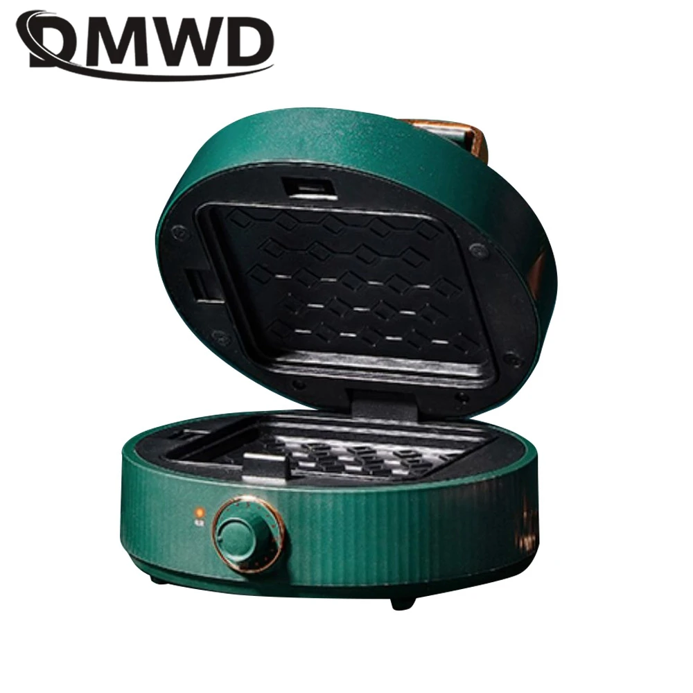 DMWD 2 Plates Household Sandwich Machine Waffle Pan Breakfast Maker Bread Toaster Baking Tool 3Min Quick Heating Non-stick 220V