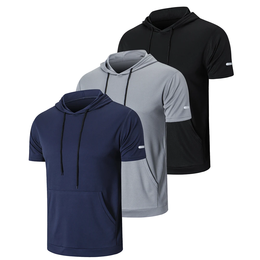 Men Workout Shirts 2/3 Pack Dry Fit Moisture Wicking Short Sleeve Mesh Athletic T-Shirts