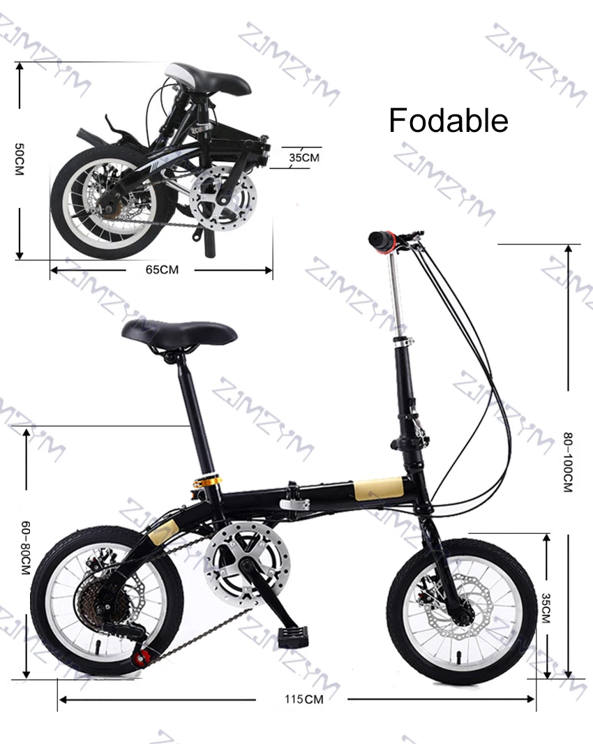 14 Inch Foldable Ultra-Light Bicycle Single/Variable Speed Portable Mini Bicycle Non-Slip Road Bike for Adult Children Student