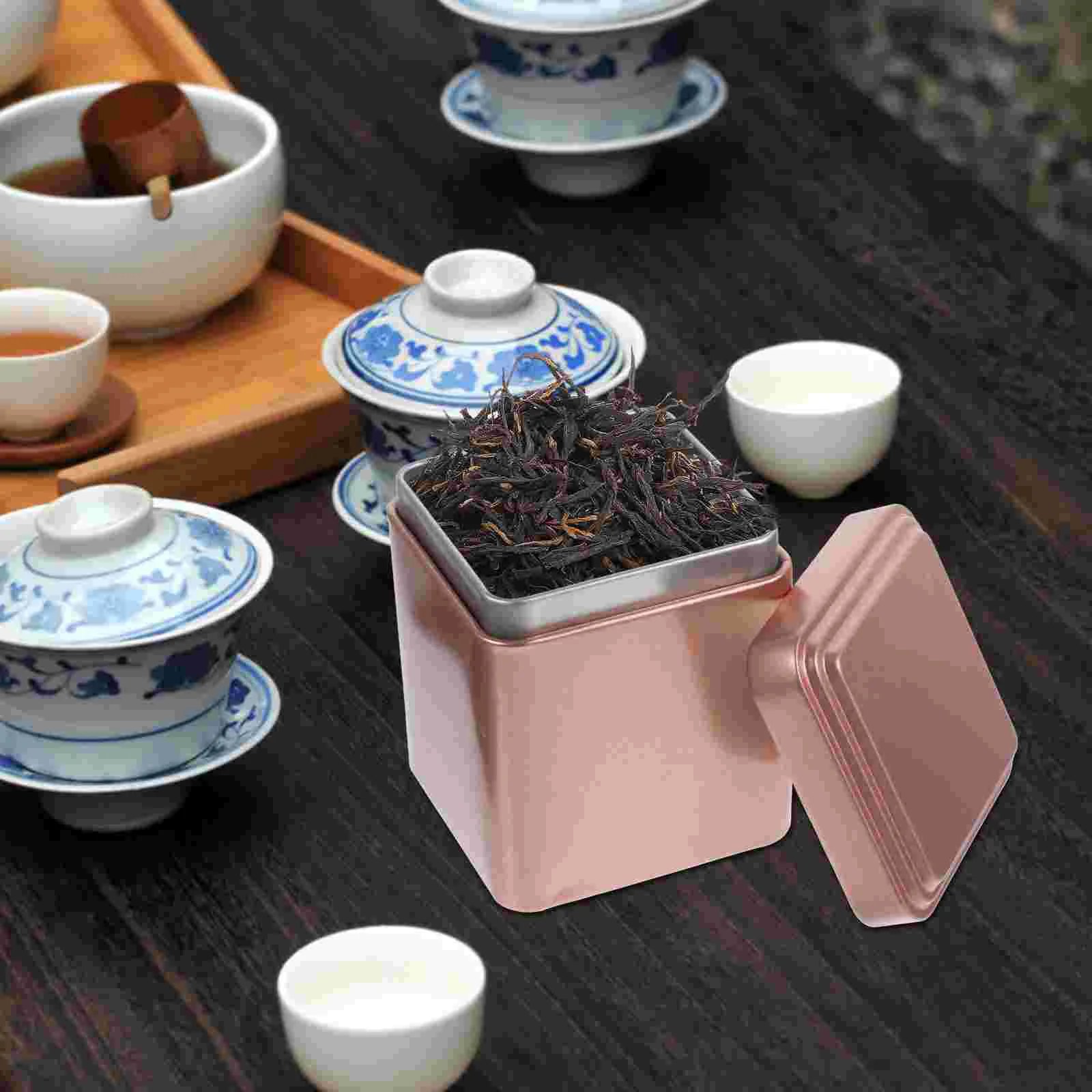 

4 Pcs Tinplate Tea House Decorations For Home Cookie Metal Canisters Loose Leaf Organizer Cute House Decorations For Home with
