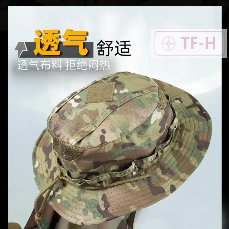 Cappello da Sole a Tesa Larga, Cappello a Secchiello per Pesca, Escursionismo, Arrampicata, Estivo, da Esterno, Regolabile, Tattico, Mimetico, Boonie Cap, Caccia, Protezione Solare - immagine 5