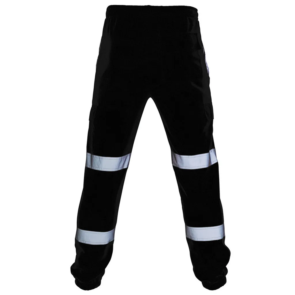 Men's Pants reflective fleece casual trousers Pants stripe sanitation