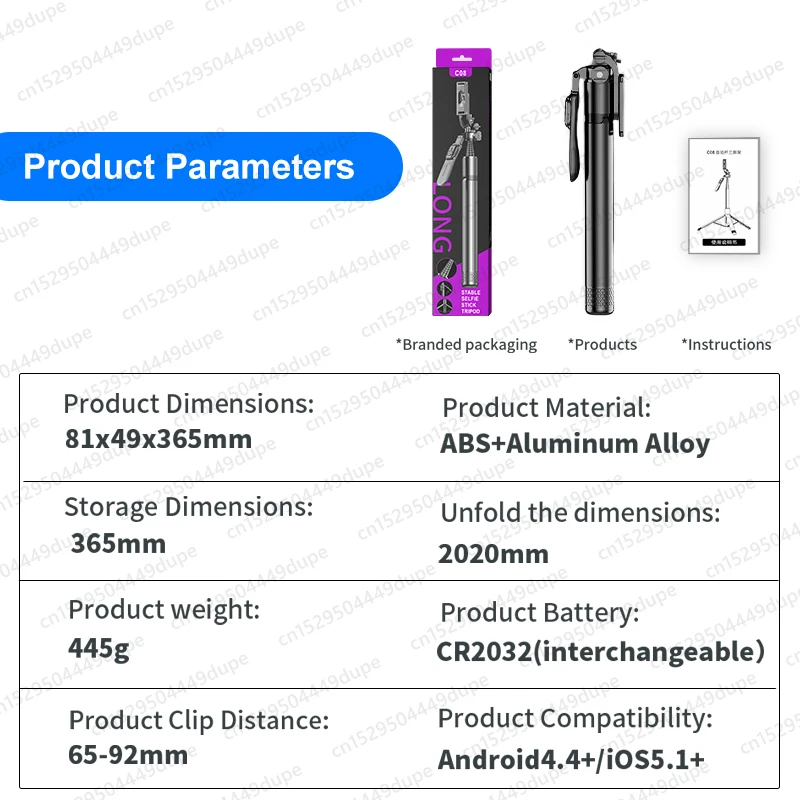 Tripod for Camera, Professional Selfie Stick for Smartphone, Wireless Bluetooth 360&deg; Rotation Selfie Stick, Portable Tripod